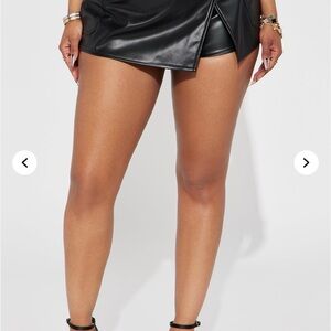 Black Faux Leather Mini Skort